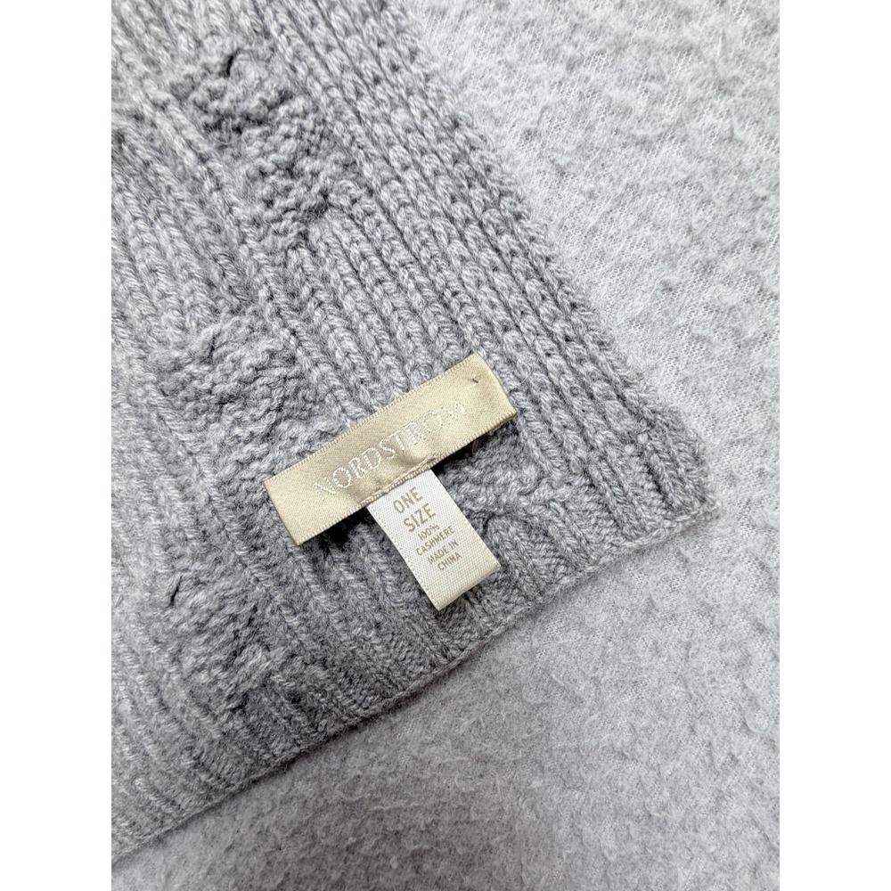 Nordstrom Scarf Womens One‎ Size Gray Cable Cable Knit Wool Cashmere Winter Soft - Picture 7 of 9
